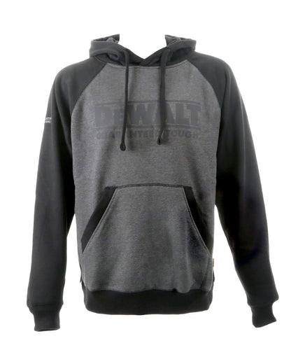 Grey Black Coloured DeWalt Stratford Hooded Sweatshirt on white background 