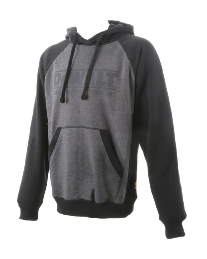 Grey Black Coloured DeWalt Stratford Hooded Sweatshirt on white background 