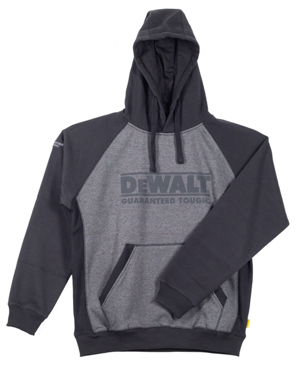 Grey Black Coloured DeWalt Stratford Hooded Sweatshirt on white background 