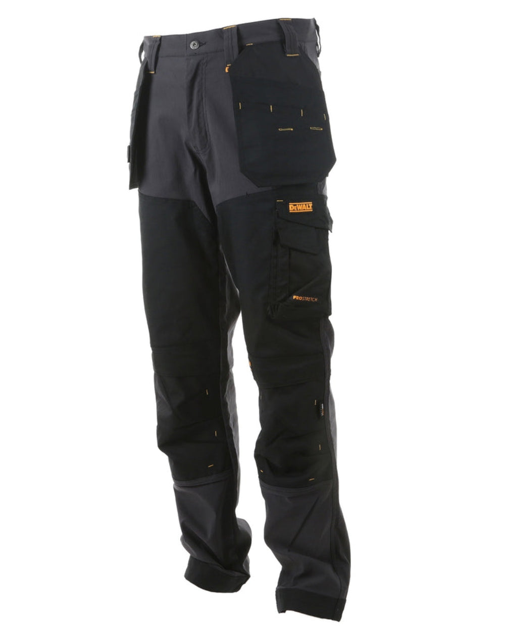 Grey coloured DeWalt Memphis Regular Fit Stretch Trousers on white background 
