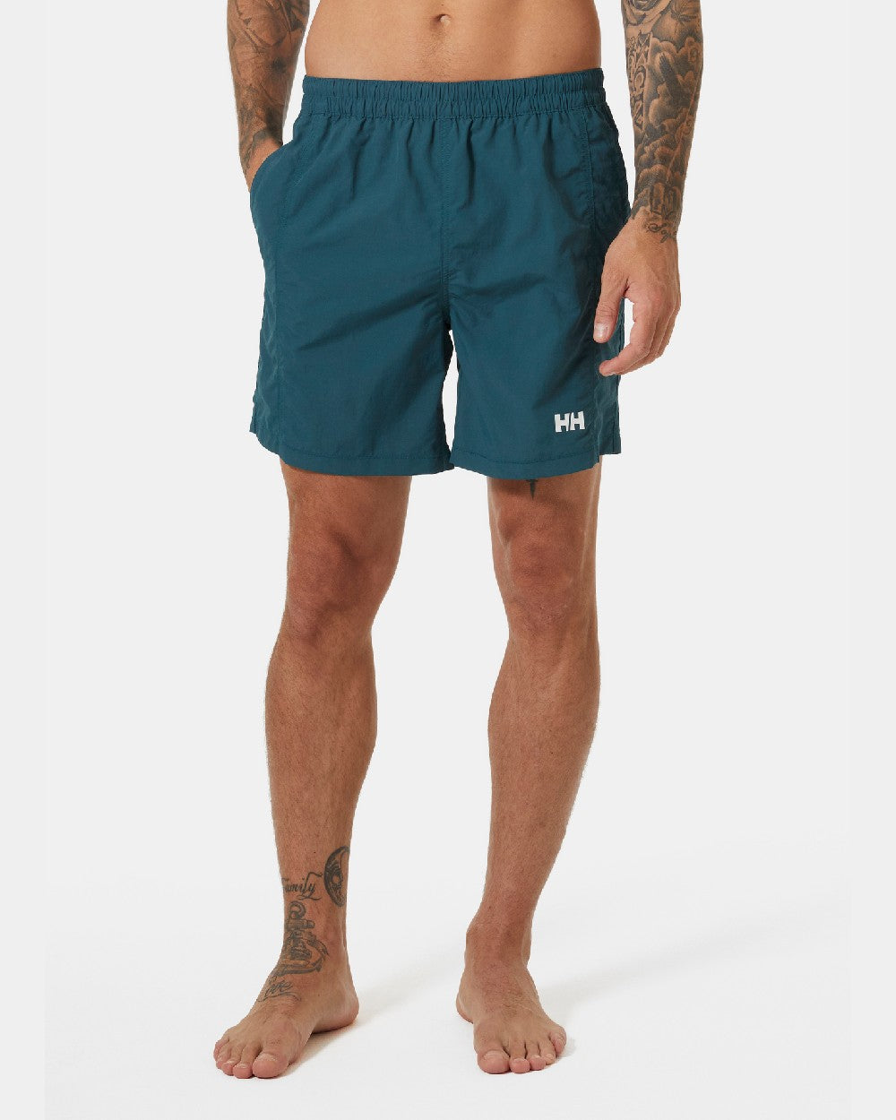 Dark Creek coloured Helly Hansen Mens Calshot Trunks on a grey background 