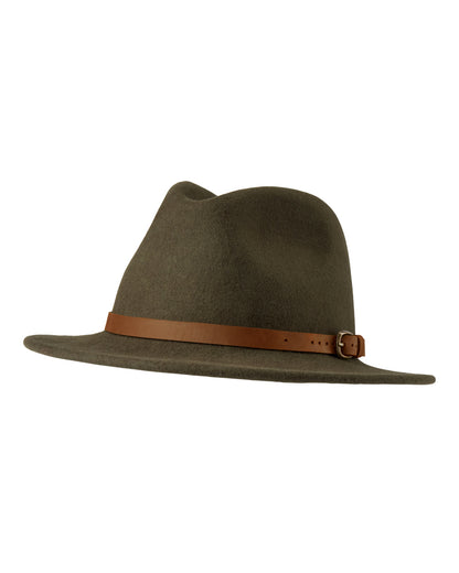 Green Coloured Deerhunter Adventurer Felt Hat on white background 