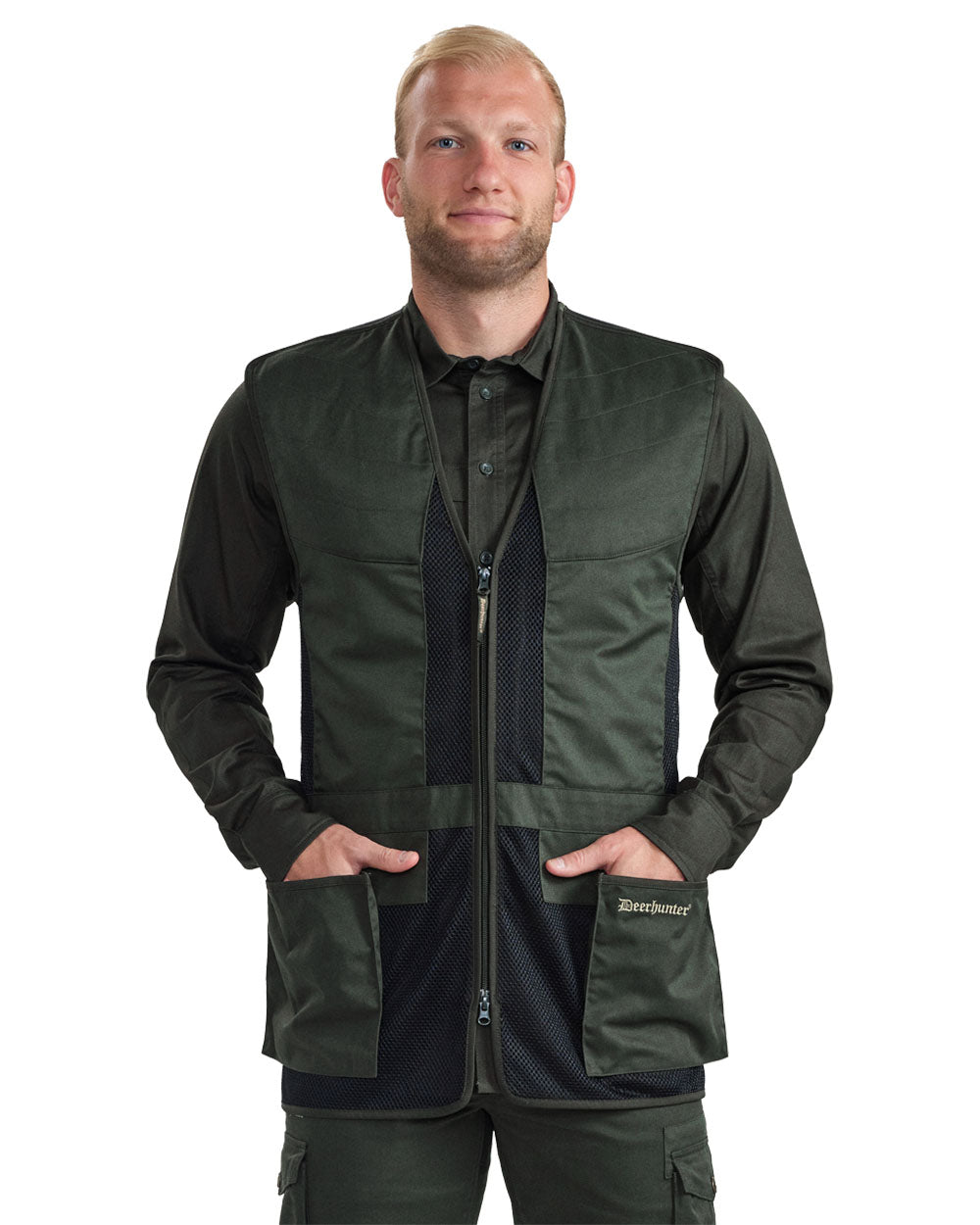 Timber coloured Deerhunter Atlas Mesh Shooting Waistcoat on White background 