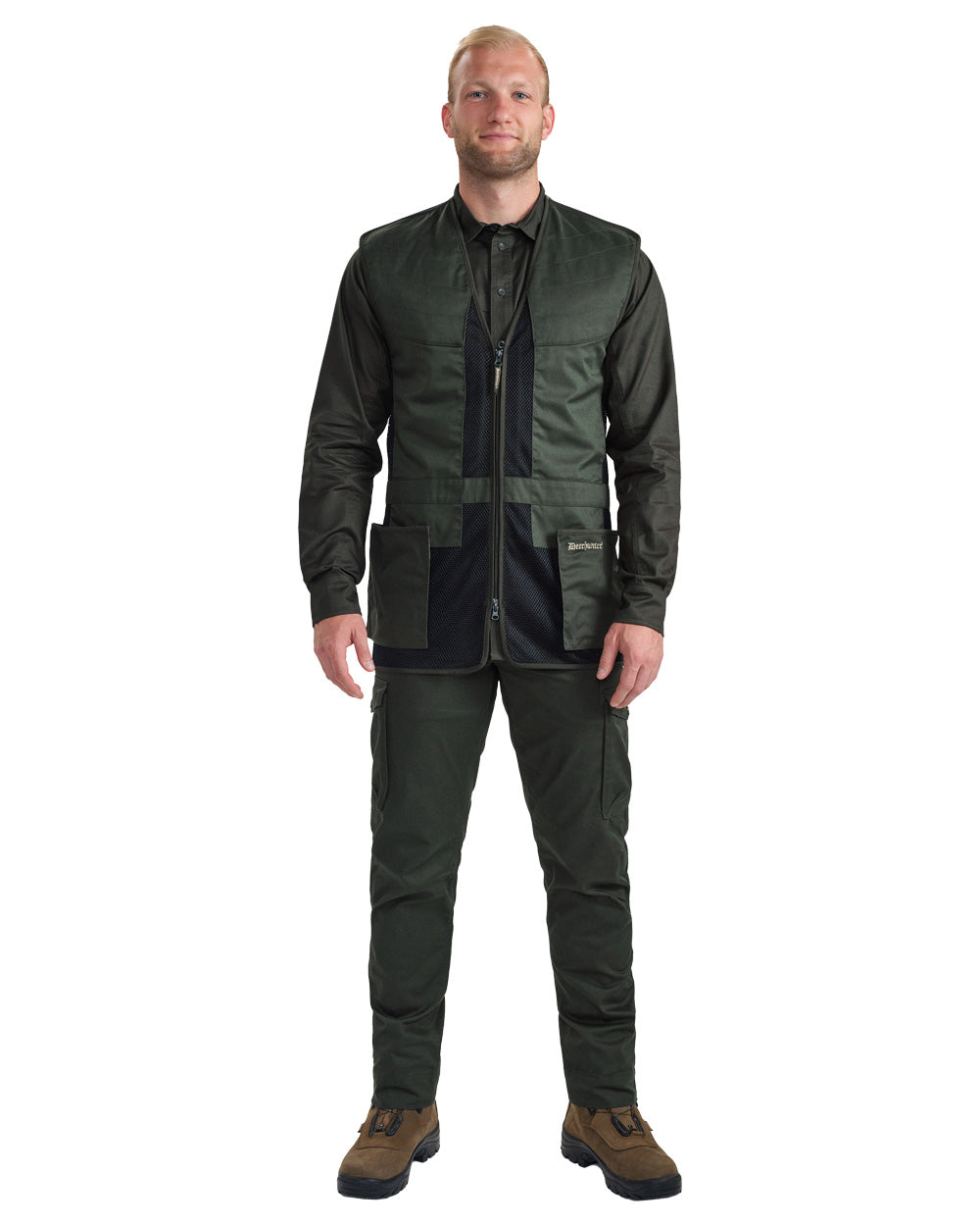 Timber coloured Deerhunter Atlas Mesh Shooting Waistcoat on White background 