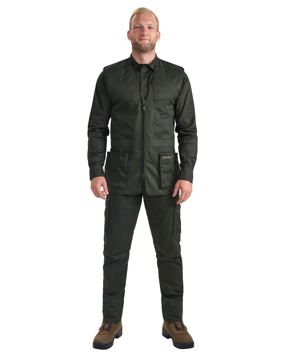 Timber coloured Deerhunter Atlas Shooting Waistcoat on White background 