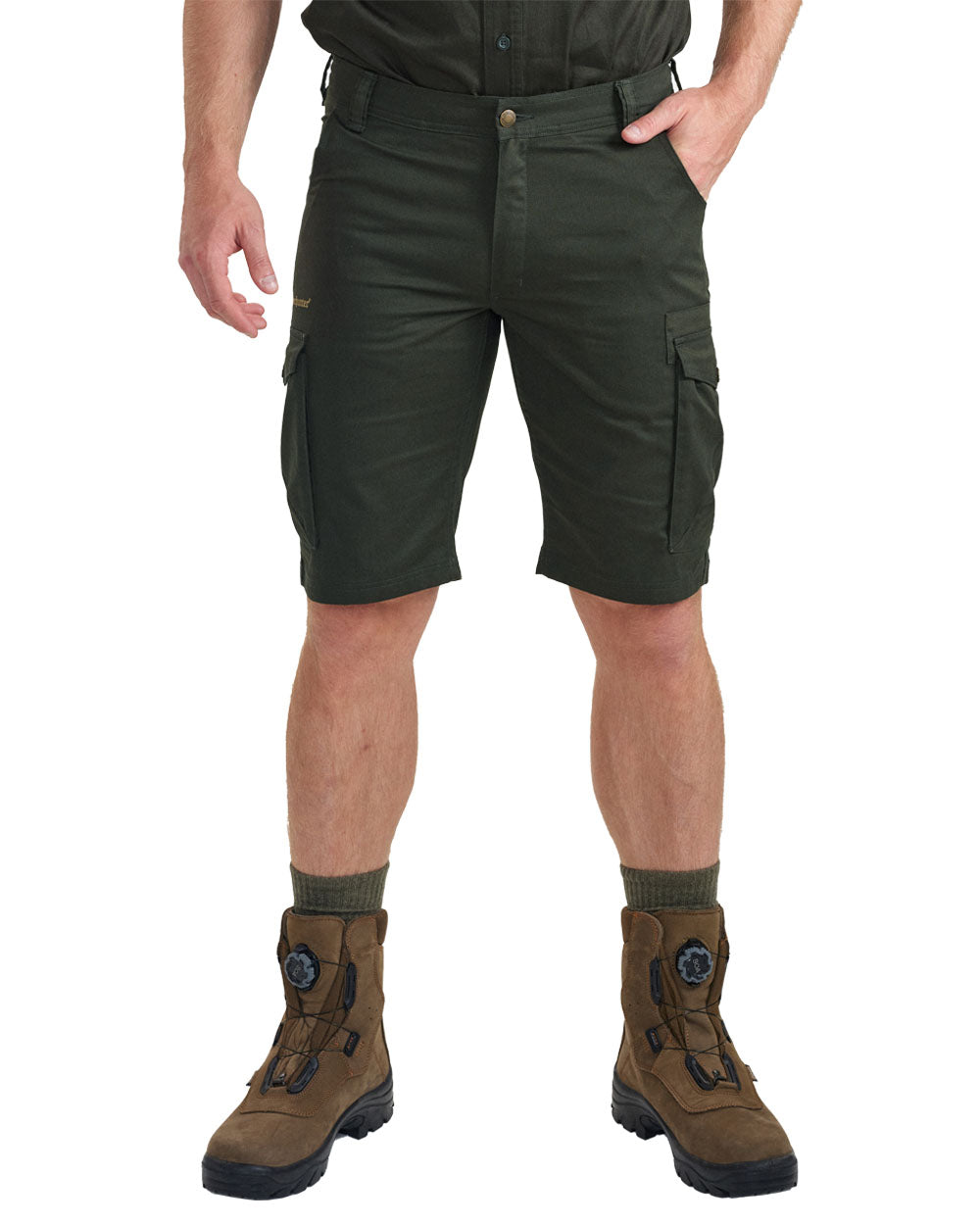 Timber coloured Deerhunter Atlas Shorts on White background 