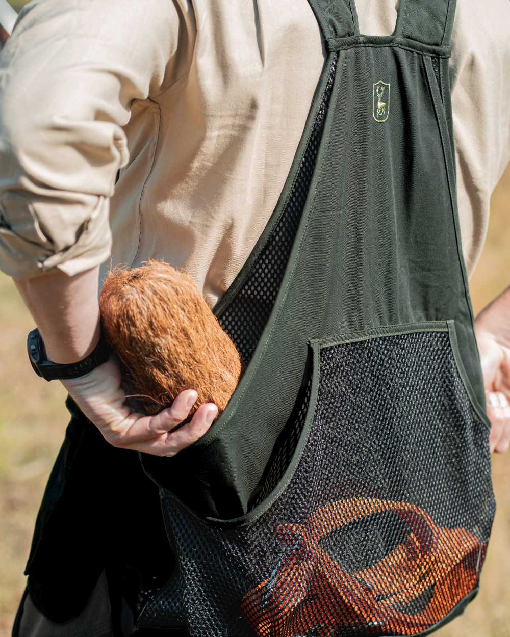 Timber coloured Deerhunter Atlas Waistcoat on forest background 