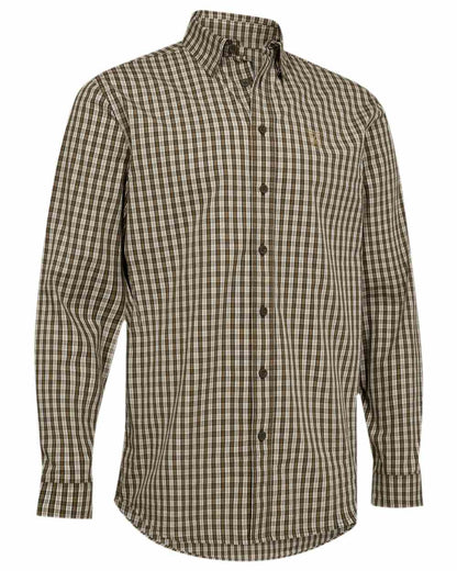 Brown Check Coloured Deerhunter Baldwin Shirt on white background 