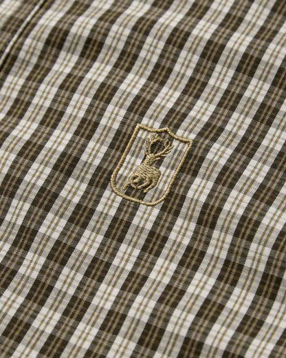 Brown Check Coloured Deerhunter Baldwin Shirt on white background 