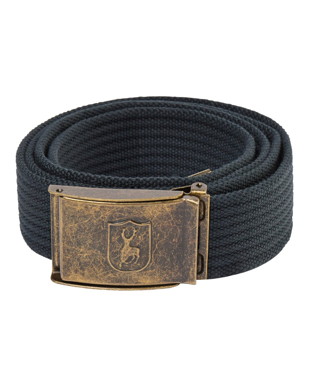 Dark Anthracite coloured Deerhunter Canvas Deer Buckle Belt on white background 