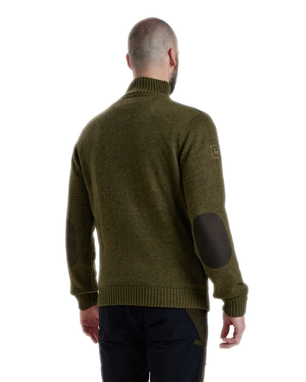 Cypress coloured Deerhunter Carlisle Knit Cardigan With Stormliner on white background 