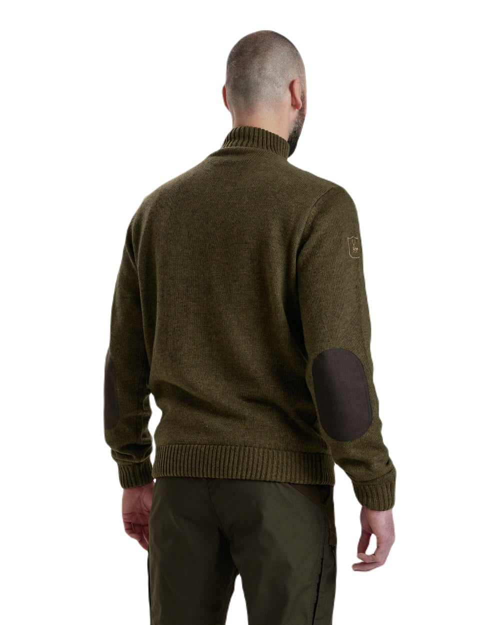 Cypress coloured Deerhunter Carlisle Knit with Stormliner Zip Neck Sweater on white background 