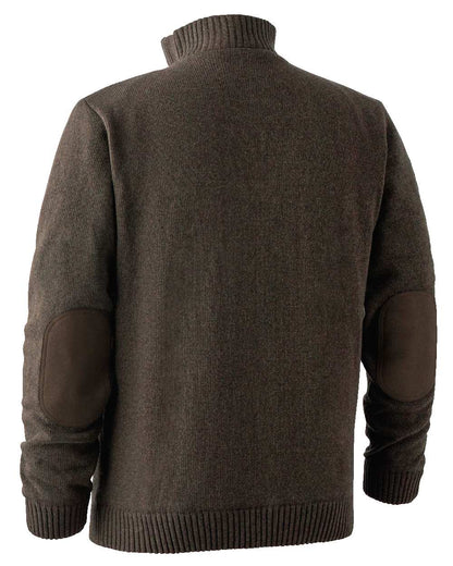 Dark Elm coloured Deerhunter Carlisle Knit with Stormliner Zip Neck Sweater on white background 