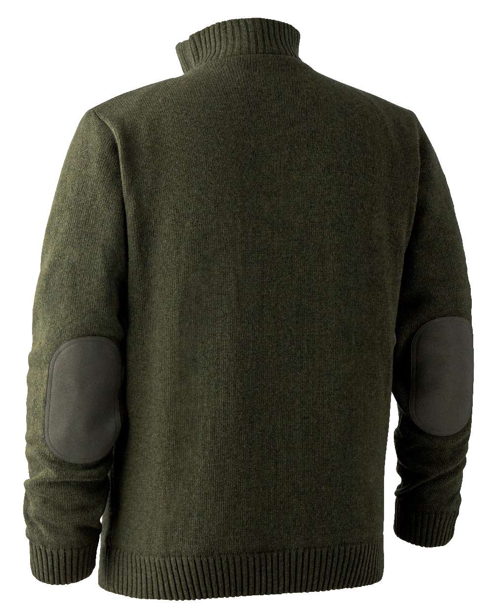 Green Melange coloured Deerhunter Carlisle Knit with Stormliner Zip Neck Sweater on white background 