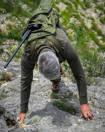 Forest Green coloured Deerhunter Chamois Full Zip Fleece Jacket on forest background 