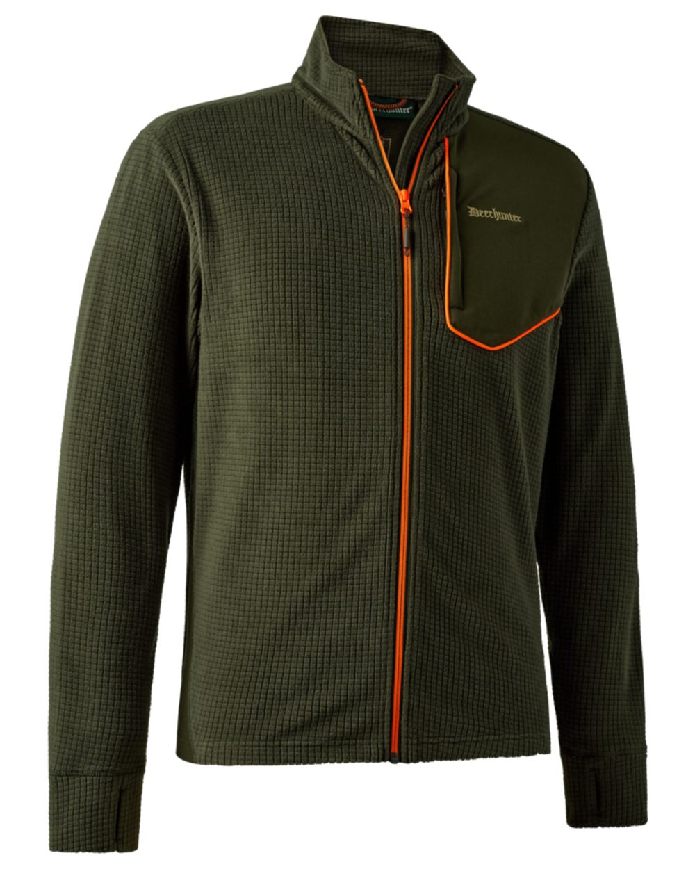 Forest Green coloured Deerhunter Chamois Full Zip Fleece Jacket on white background 
