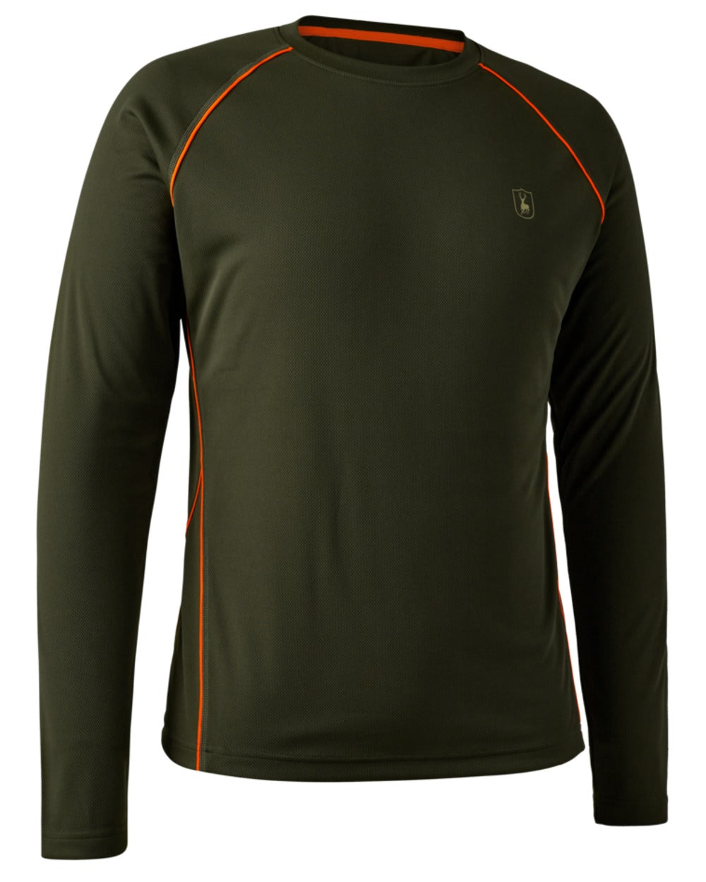 Forest Green Coloued Deerhunter Chamois Long Sleeve T-Shirt on white background 