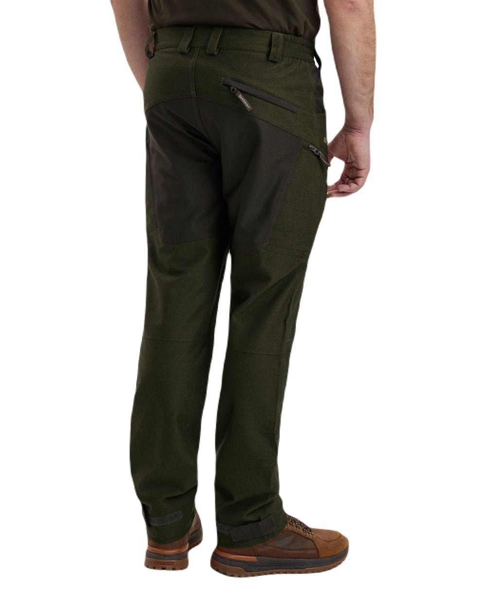 Olive Night Melange coloured Deerhunter Chasse Trousers on white background 