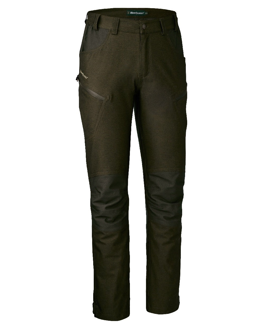 Olive Night Melange coloured Deerhunter Chasse Trousers on white background 