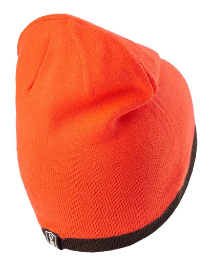 Orange Green coloured Deerhunter Cumberland Reversible Beanie on white background 