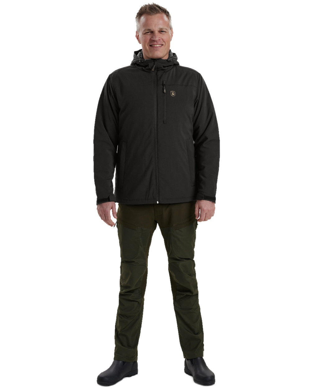 Black coloured Deerhunter Denver Winter Jacket on white background 