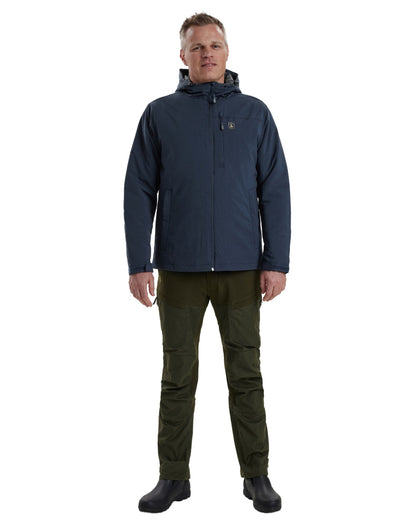 Dark Blue coloured Deerhunter Denver Winter Jacket on white background 