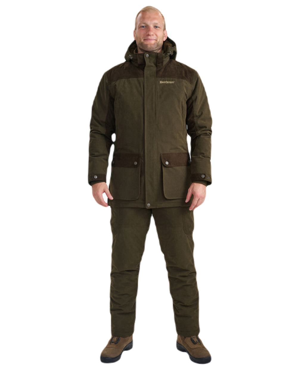 Tarmac Green Coloured Deerhunter Eagle Winter Jacket On A White Background 