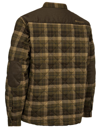 Brown Check coloured Deerhunter Elbert Padded Shirt Jacket on white background 
