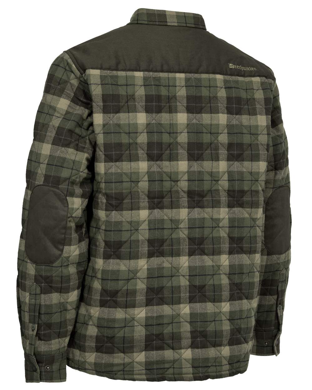 Green Check coloured Deerhunter Elbert Padded Shirt Jacket on white background 