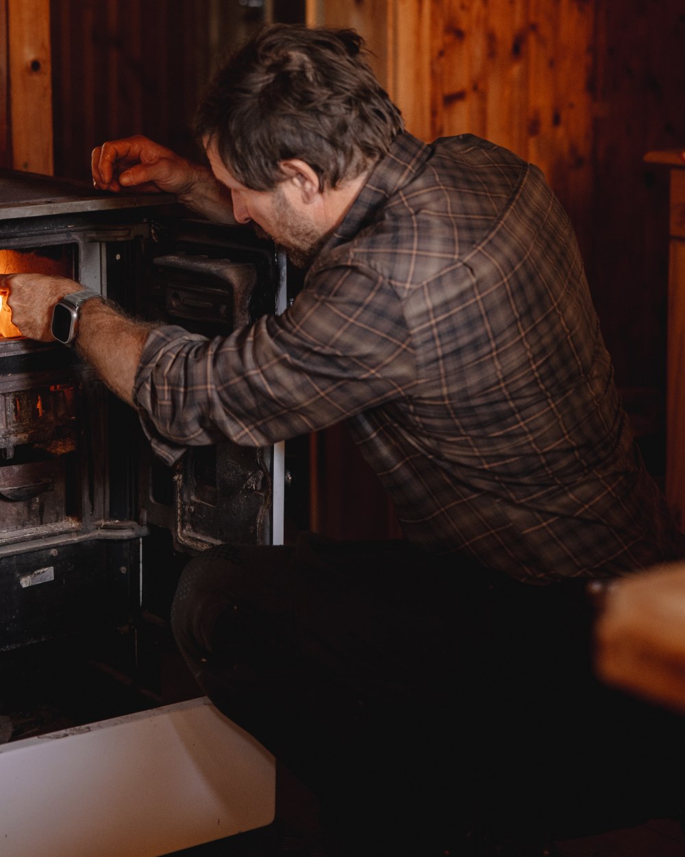 Green Check coloured Deerhunter Eric Shirt on forest background 