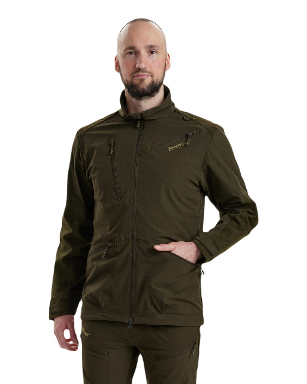 Art Green coloured Deerhunter Excape Light Jacket on white background 