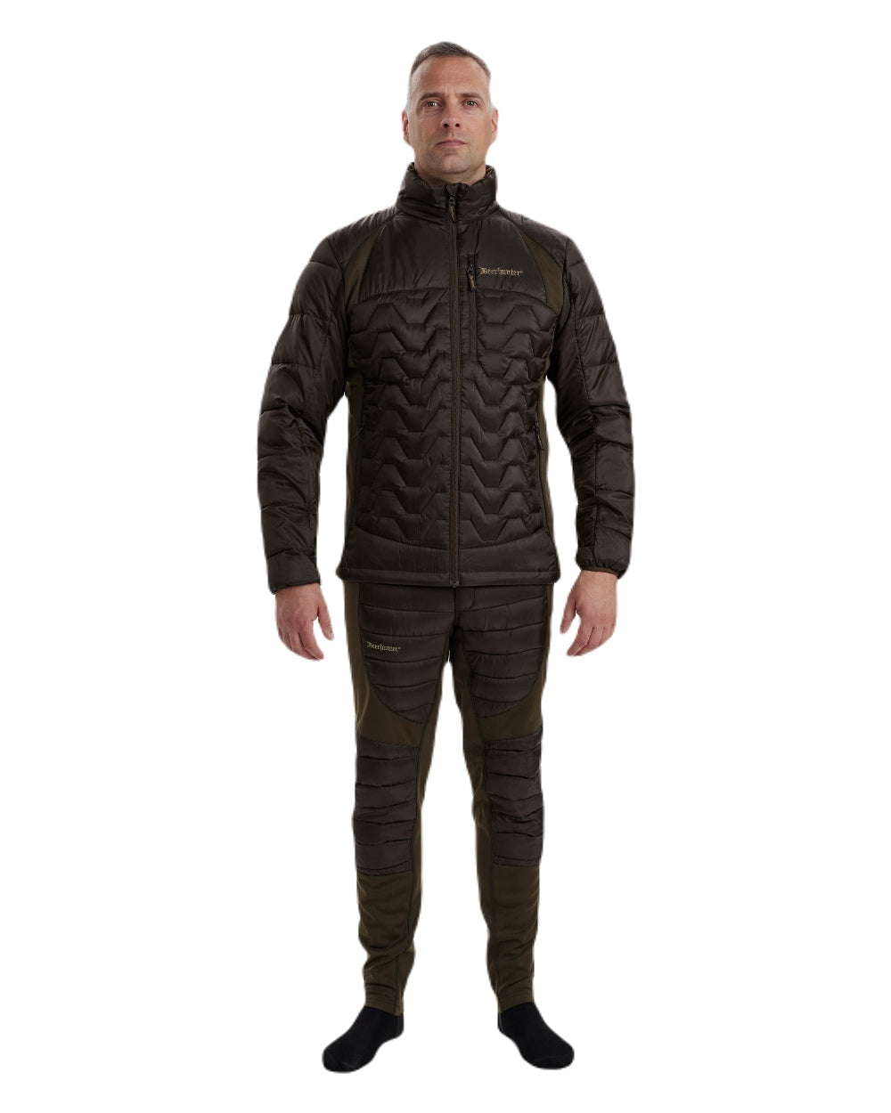 Art Green coloured Deerhunter Excape Quilted Jacket on white background 