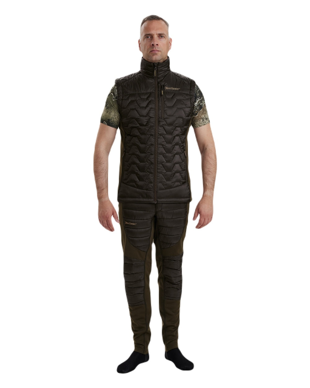 Art Green coloured Deerhunter Excape Quilted Waistcoat on white background 