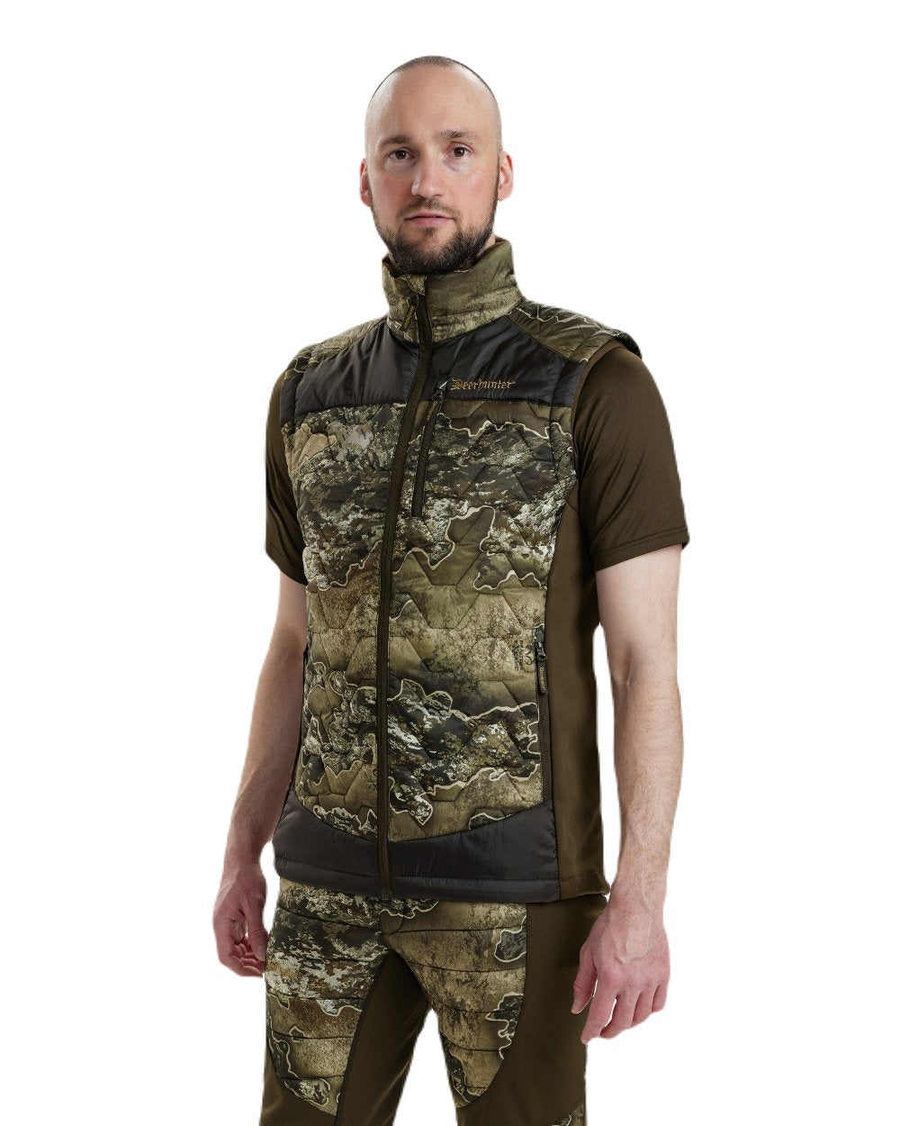 Realtree Excape coloured Deerhunter Excape Quilted Waistcoat on white background 