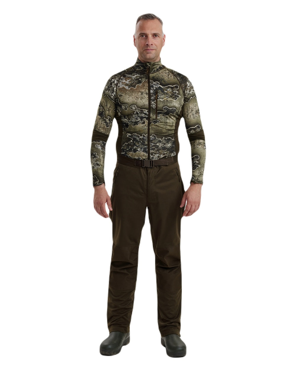 Art Green coloured Deerhunter Excape Rain Trousers on white background 