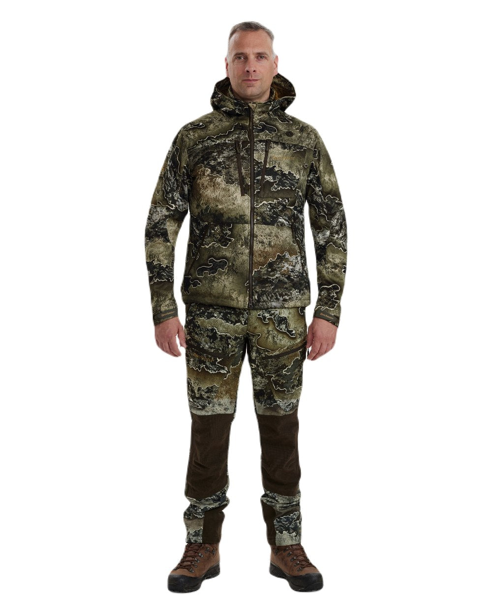 Realtree Excape coloured Deerhunter Excape Softshell Jacket on white background 