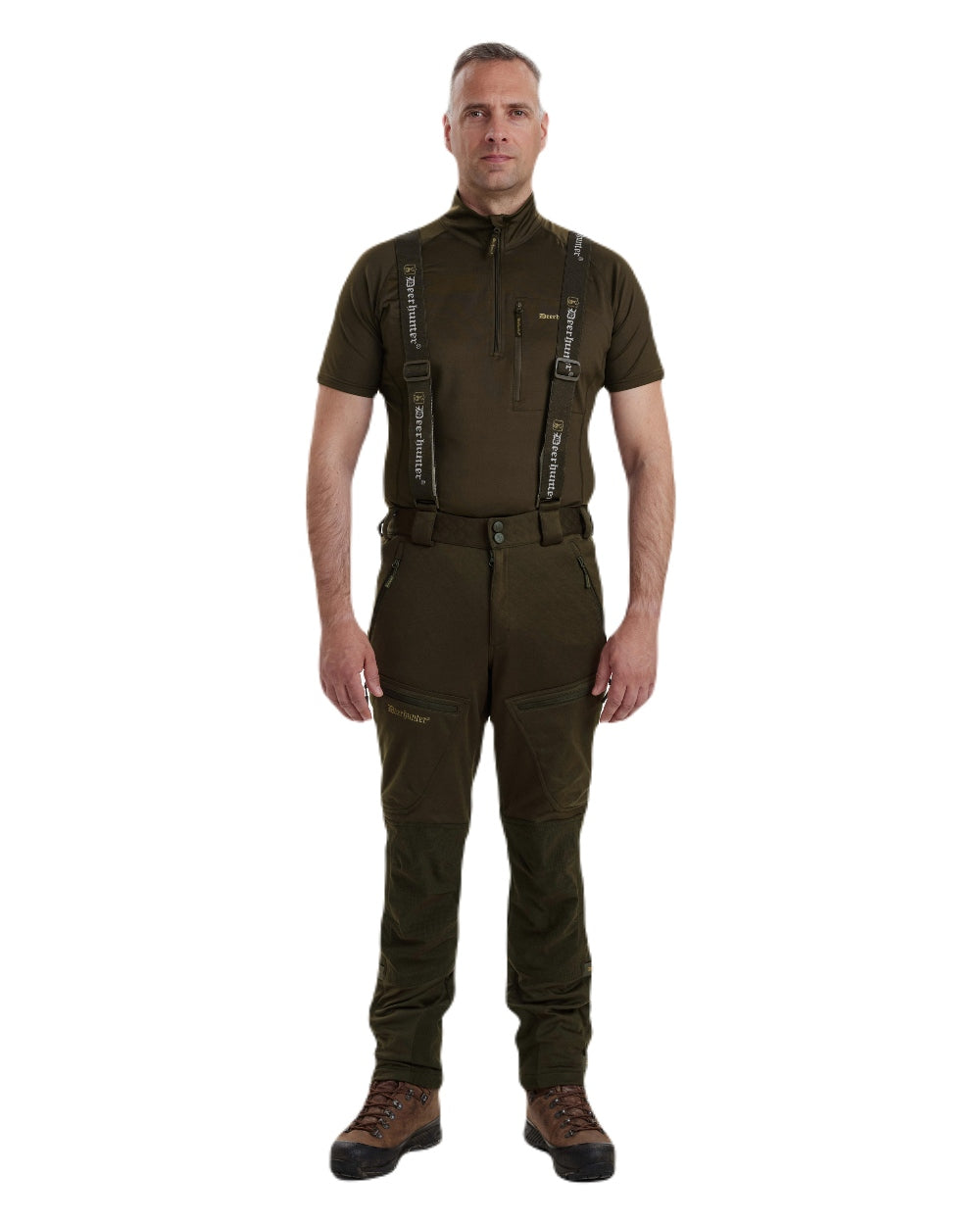 Art Green coloured Deerhunter Excape Softshell Trousers on white background 