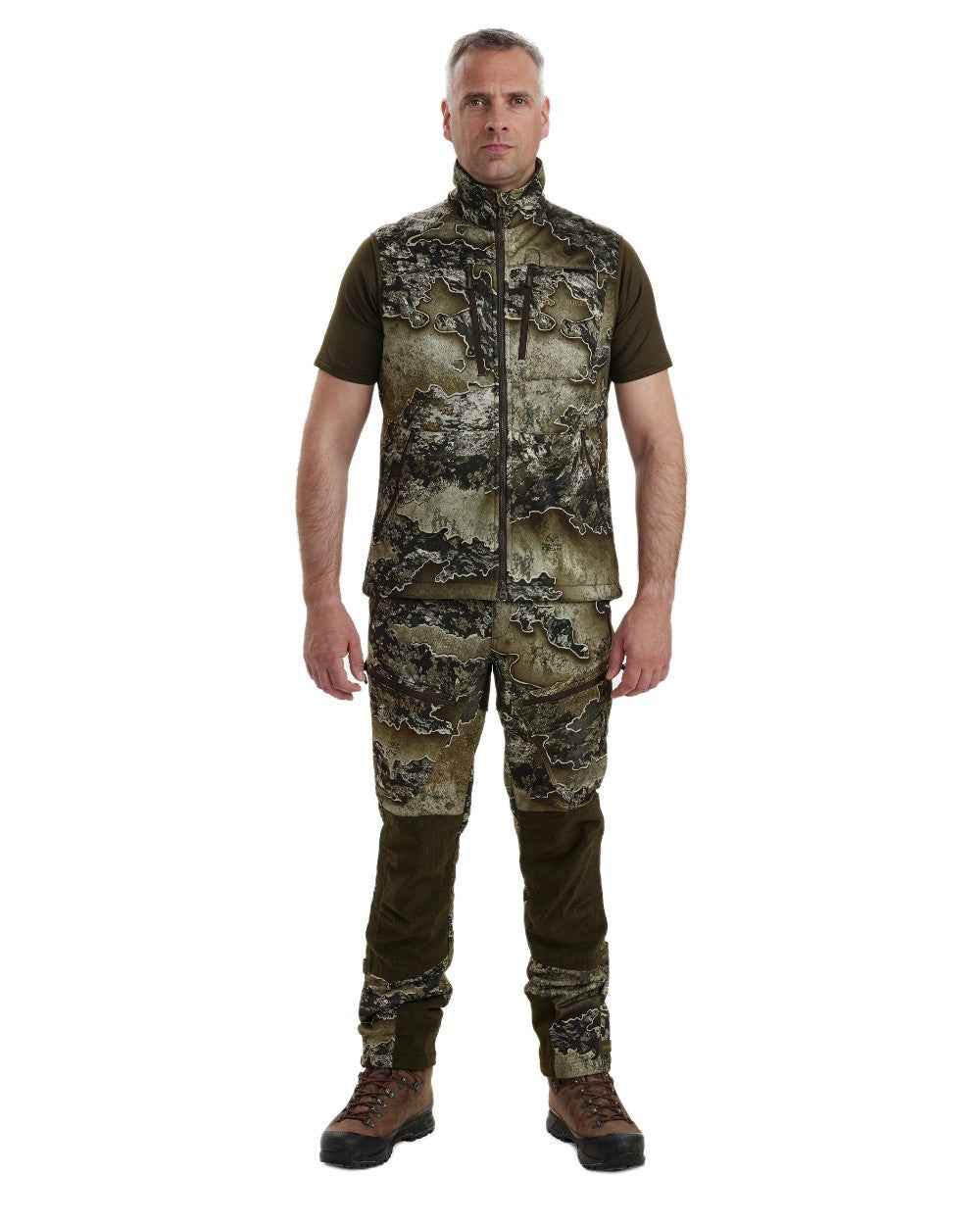 Realtree Excape coloured Deerhunter Excape Softshell Waistcoat on white background 