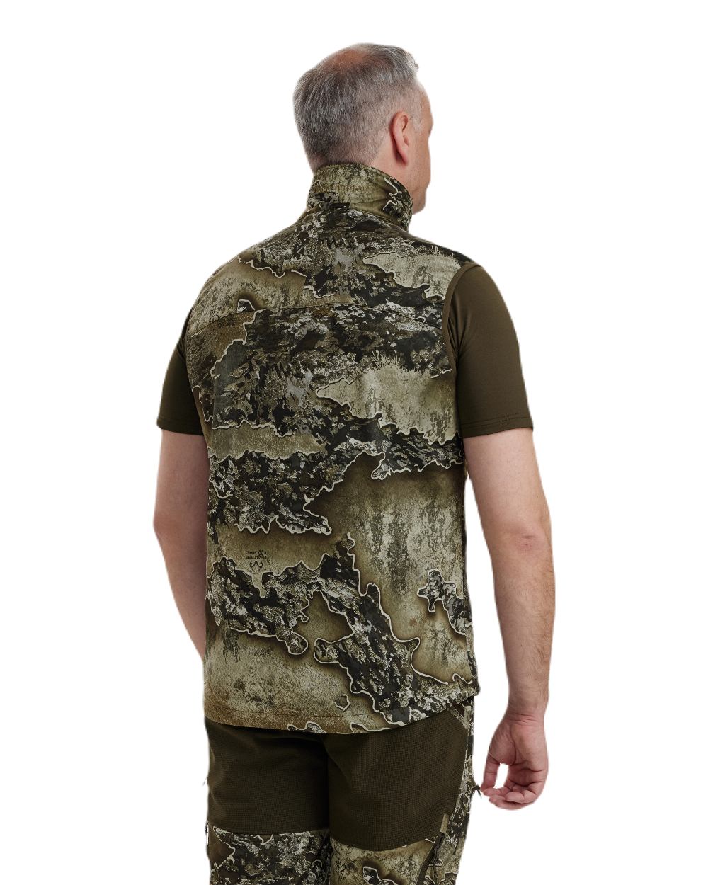 Realtree Excape coloured Deerhunter Excape Softshell Waistcoat on white background 