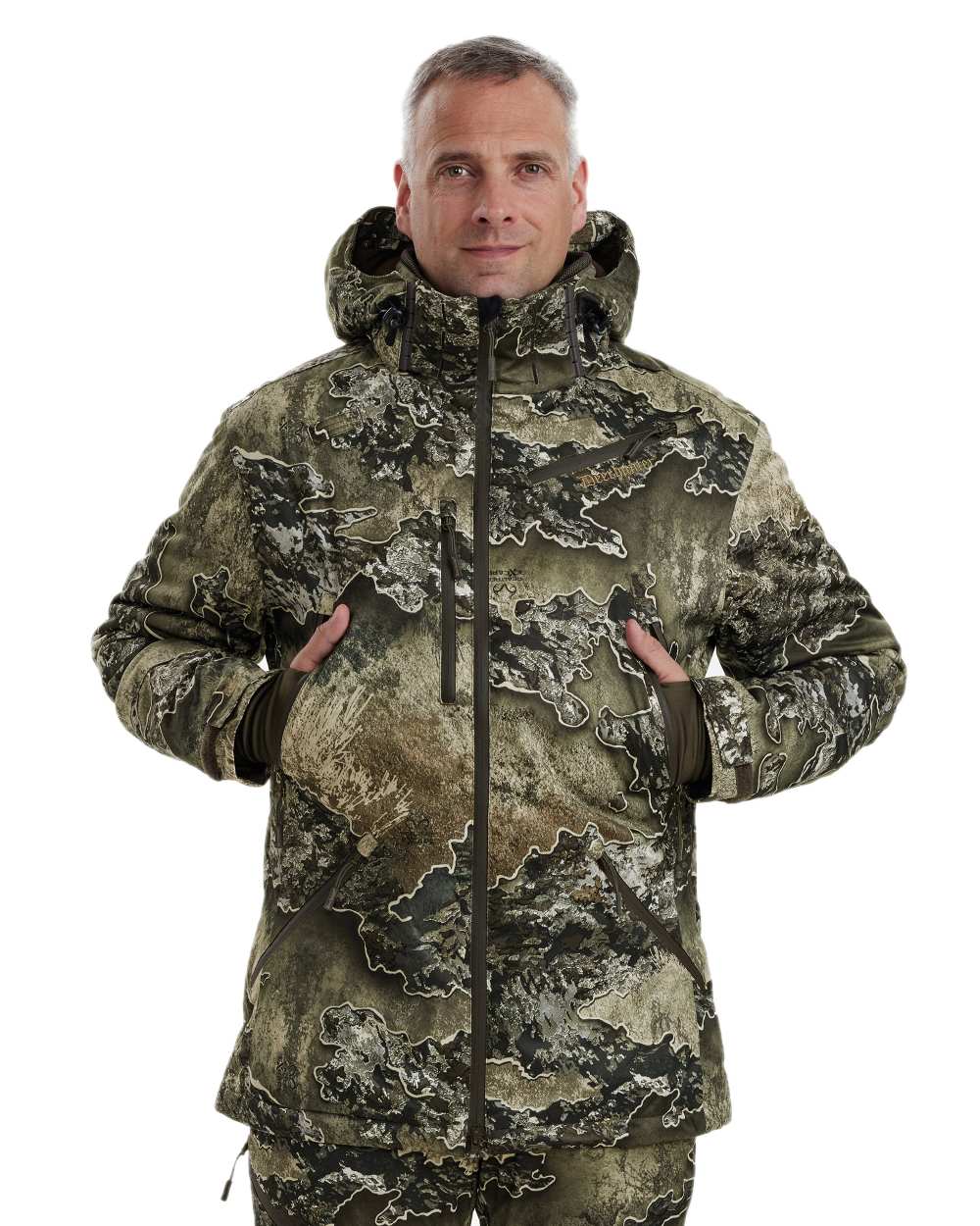 Realtree Excape coloured Deerhunter Excape Winter Waterproof Jacket on white background 