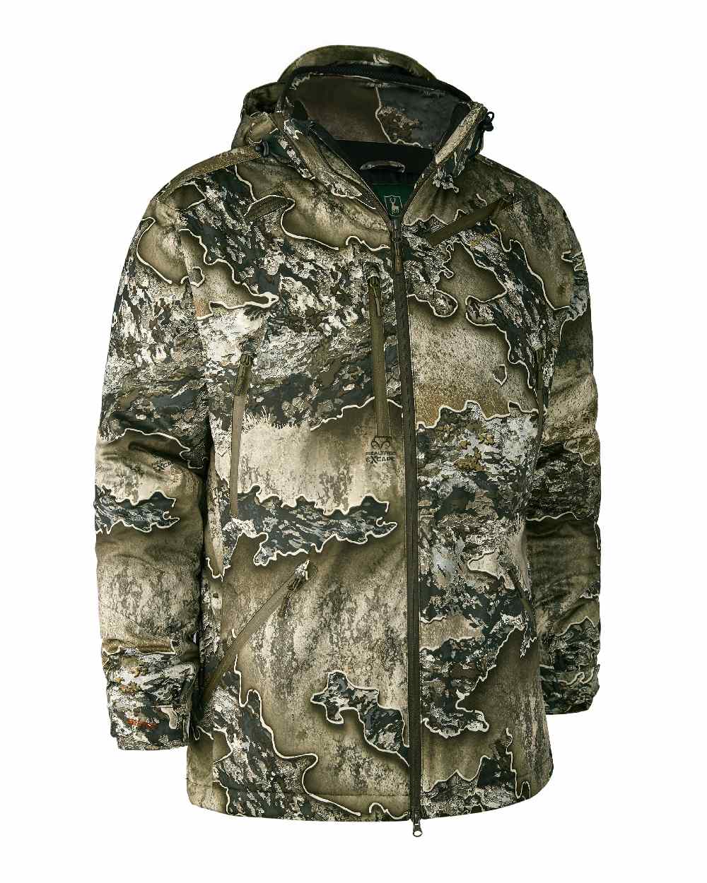 Realtree Excape coloured Deerhunter Excape Winter Waterproof Jacket on white background 