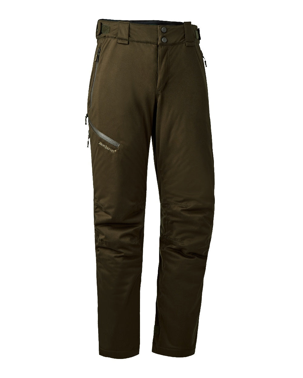 Art Green coloured Deerhunter Excape Winter Waterproof Trousers on white background 