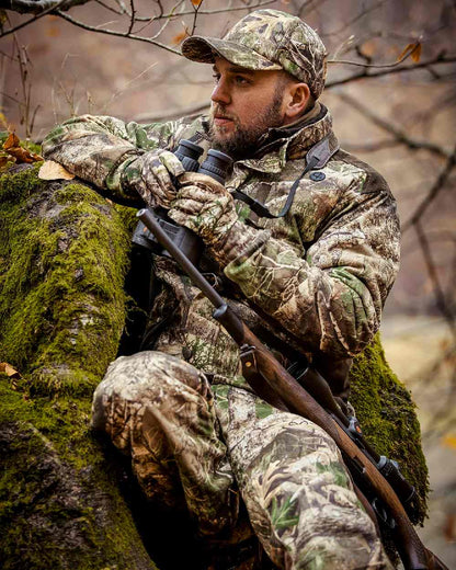 Realtree Adapt Coloured Deerhunter Explore Jacket on blurry background 