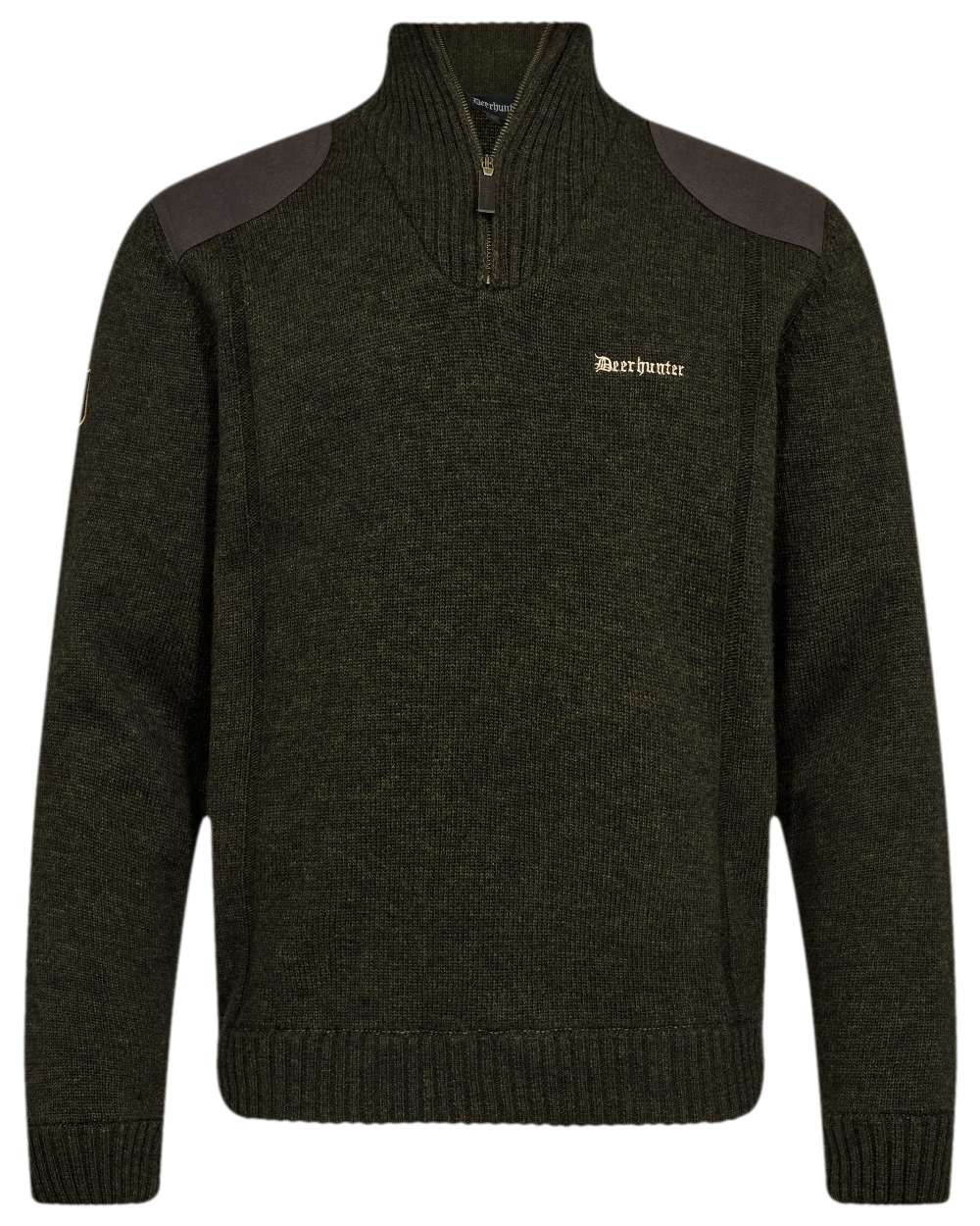 Ridgewood Melange Coloured Deerhunter Finley Half Zip Knit on white background 