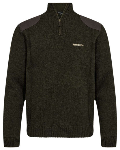 Ridgewood Melange Coloured Deerhunter Finley Half Zip Knit on white background 