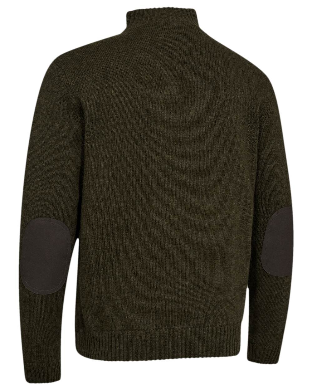 Woodland Melange Coloured Deerhunter Finley Half Zip Knit on white background 