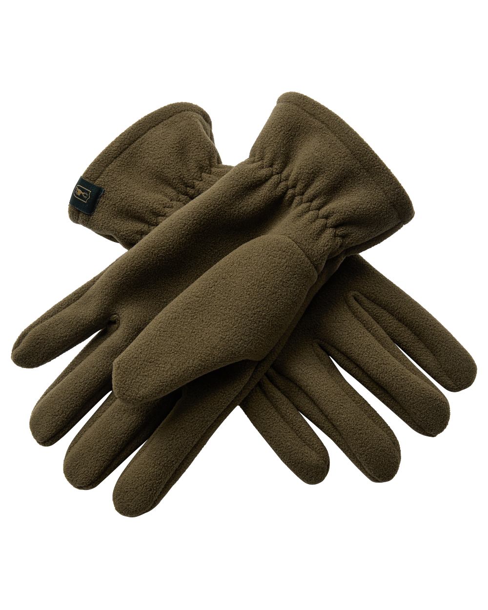 Tarmac Green coloured Deerhunter Fleece Gloves on white background 