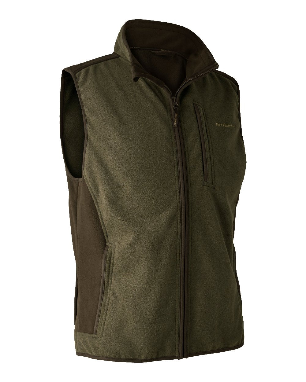 Graphite Green coloured Deerhunter Gamekeeper Bonded Fleece Waistcoat on white background 