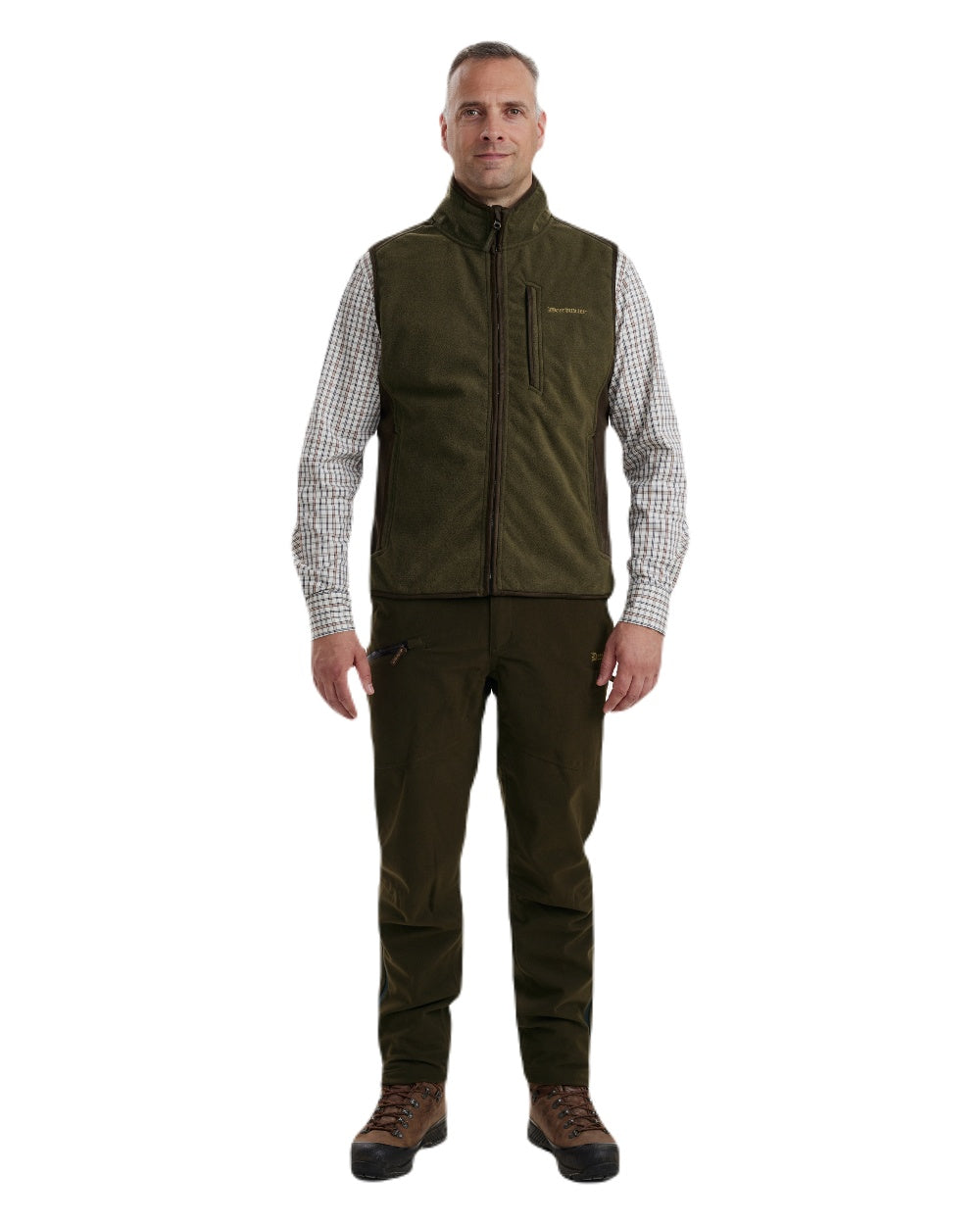 Graphite Green coloured Deerhunter Gamekeeper Bonded Fleece Waistcoat on white background 