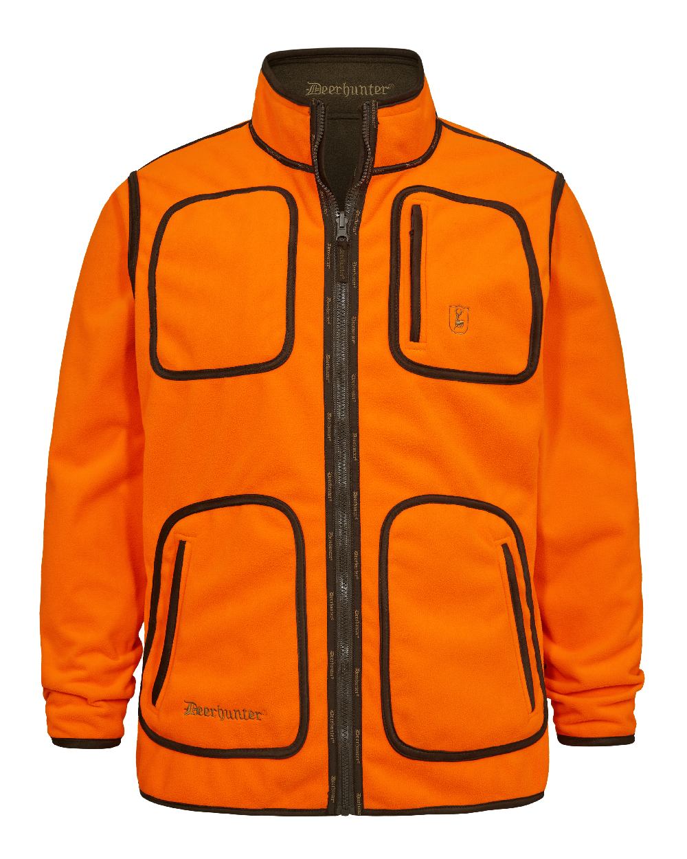 Canteen Orange coloured Deerhunter Gamekeeper Reversible Bonded Fleece Jacket on white background 